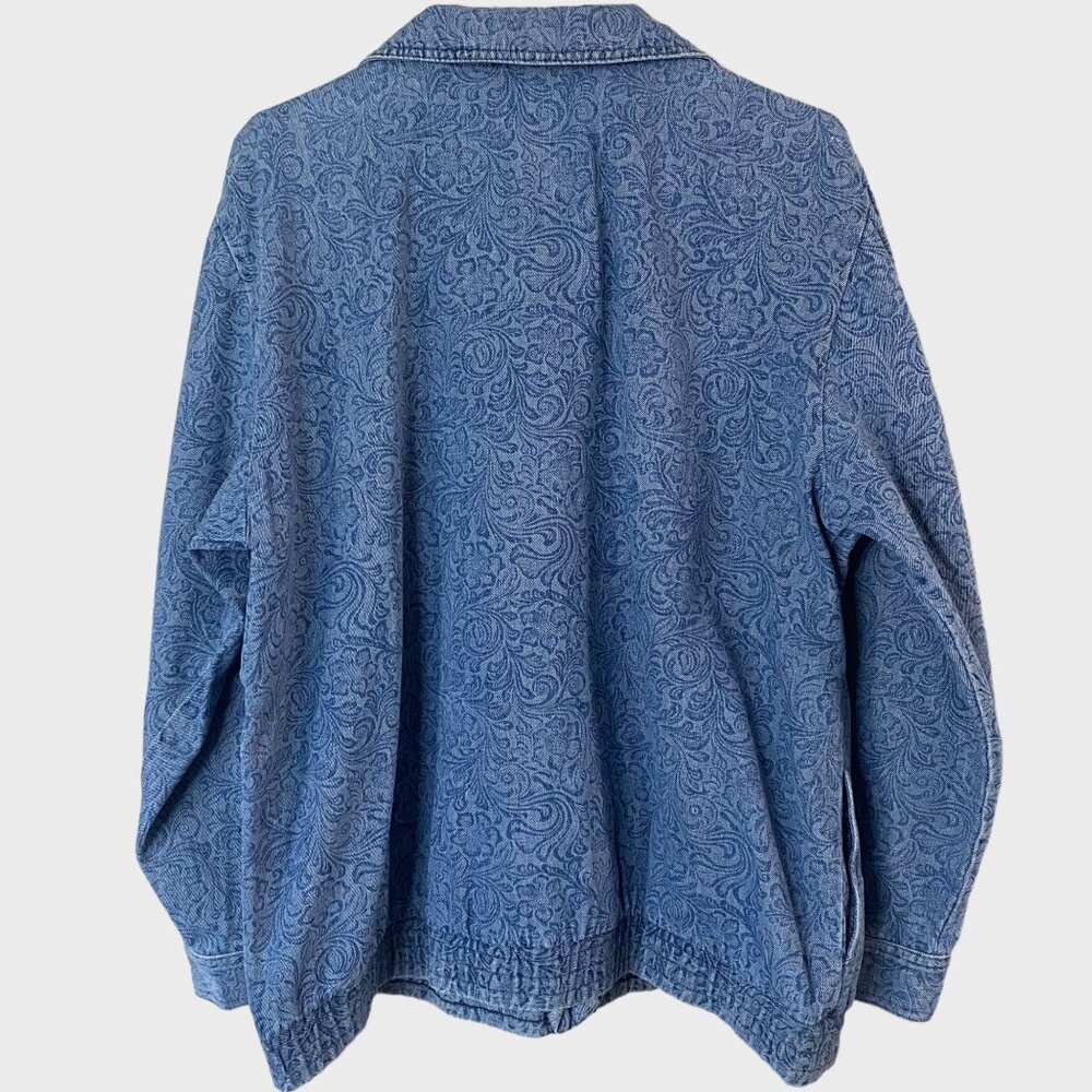Vintage Saint Germain Blue Floral Motif Western Denim Jacket Women's Size Large - Picture 3 of 13